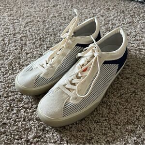 Rothy's The Lace Up Sneakers Blue Striped Size 9 Casual Walking Comfort